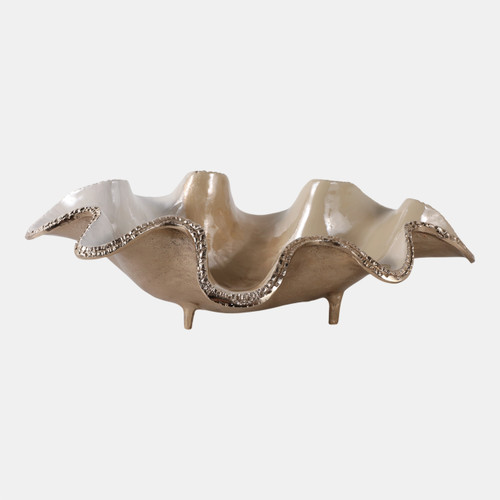 sagebrook home 20x12" Curvy Metal Bowl Tan/gold Wishlist Create New