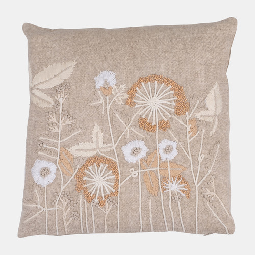 sagebrook home 20x20" Cotton Wild Flowers Hand Embroidery Decora Wishlist Create New