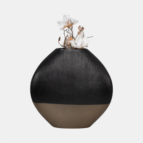Sagebrook Home 22" Color Block Round Vase Black/brass Antique Wishlist Create New