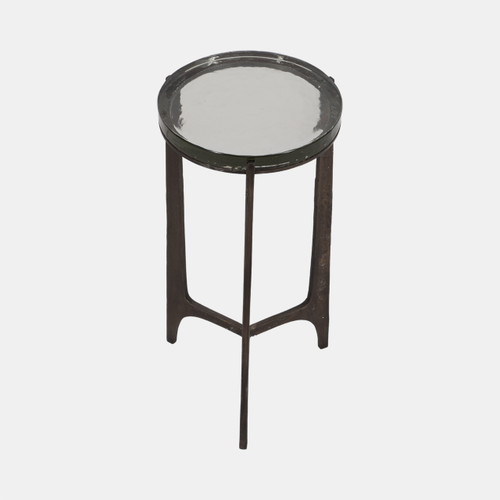 Sagebrook Home 22" Thick Glass Top Round Accent Table Antique Br Wishlist Create New