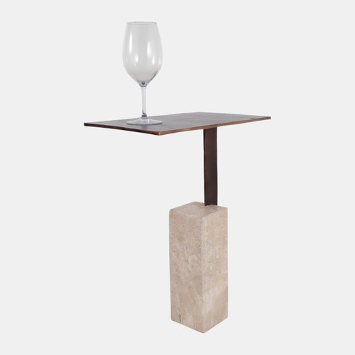 Sagebrook Home 22x16" Travertine Block Base Accent Table Bronze Wishlist Create New