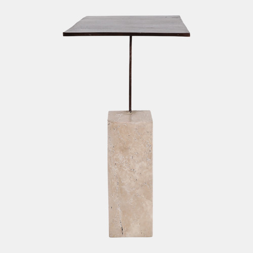 Sagebrook Home 22x16" Travertine Block Base Accent Table Bronze Wishlist Create New