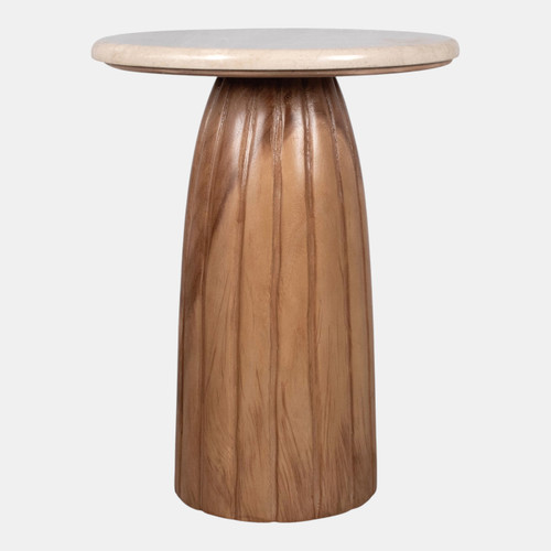 Sagebrook Home 22x17" Grooved Teak Base Accent Table Ivory/brown Wishlist Create New