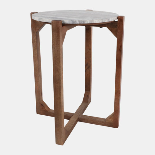 Sagebrook Home 22x18" Modern Wood & Marble Accent Table Iv/br Kd Wishlist Create New