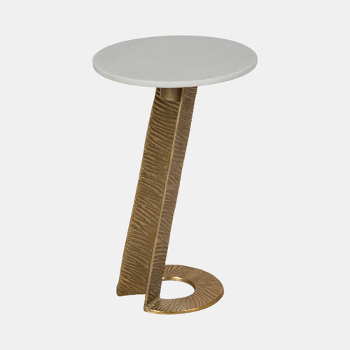 Sagebrook Home 23"grooved Base Accent Table Marbletop White/go Kd Wishlist Create New