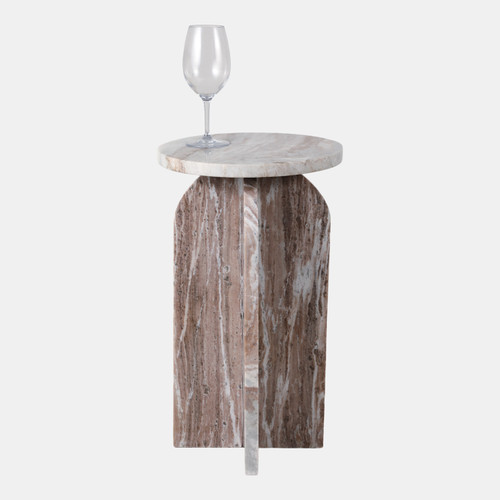 Sagebrook Home 24x14" Round Top Marble Accent Table Beige Wishlist Create New