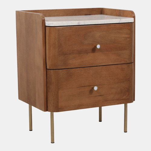 Sagebrook Home 24x20" 2-drawer Side Table W/ Marble White/brown Wishlist Create New