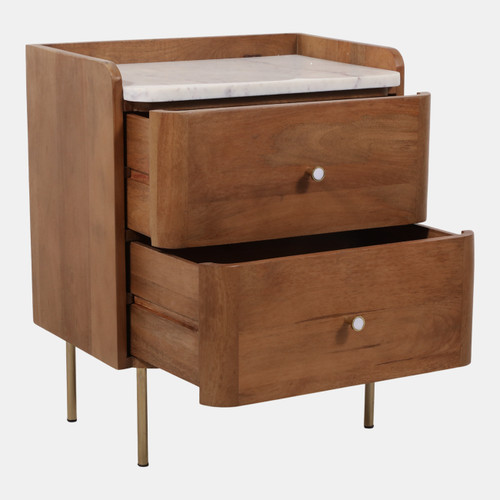 Sagebrook Home 24x20" 2-drawer Side Table W/ Marble White/brown Wishlist Create New