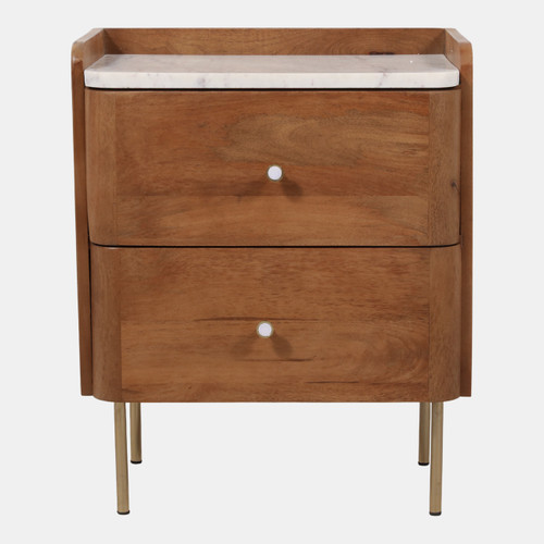 sagebrook home 24x20" 2-drawer Side Table W/ Marble White/brown Wishlist Create New