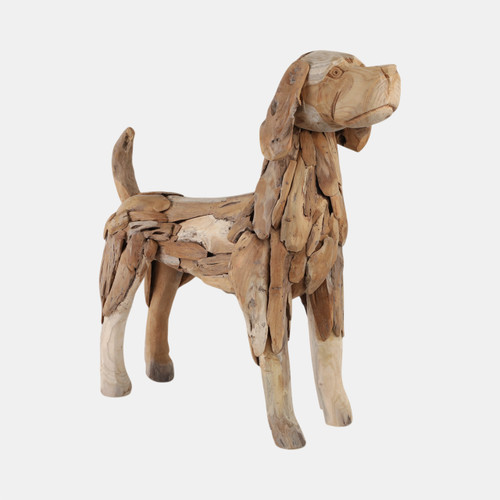 Sagebrook Home 28" Teak Wood Dog Statue Natural Wishlist Create New