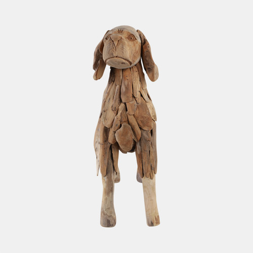 Sagebrook Home 28" Teak Wood Dog Statue Natural Wishlist Create New