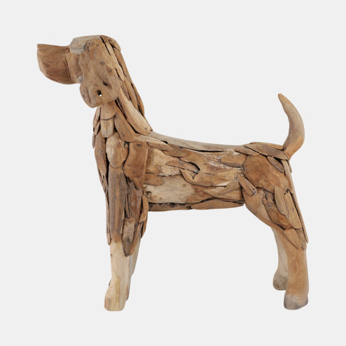 Sagebrook Home 28" Teak Wood Dog Statue Natural Wishlist Create New