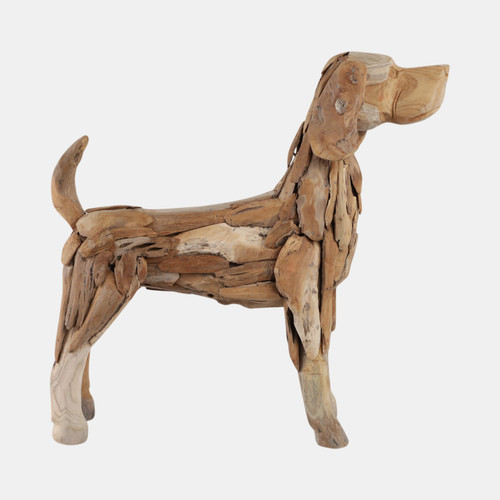 sagebrook home 28" Teak Wood Dog Statue Natural Wishlist Create New