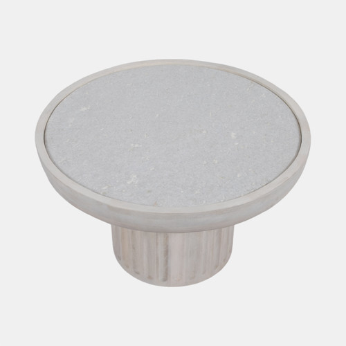 Sagebrook Home 30" Carved Wood Base Marble Top Whitewash Wishlist Create New