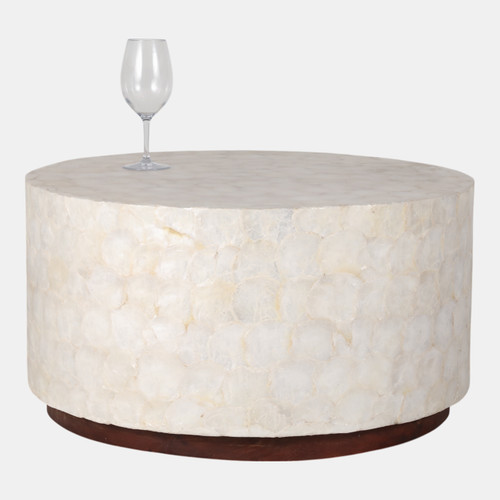 Sagebrook Home 31x16" Round Capiz Coffee Table Ivory Wishlist Create New