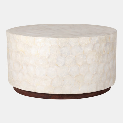 sagebrook home 31x16" Round Capiz Coffee Table Ivory Wishlist Create New