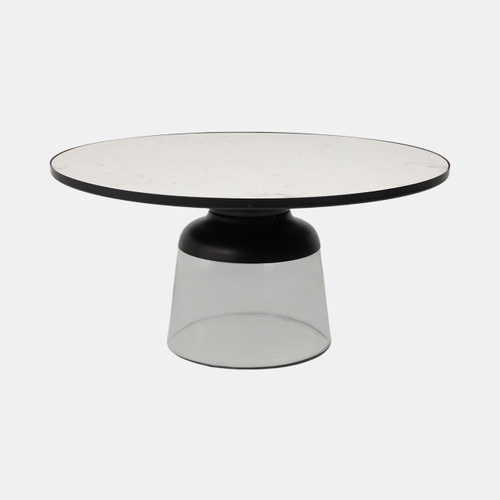 sagebrook home 34" Glass Coffee Table Marble Top White/clear Kd Wishlist Create New