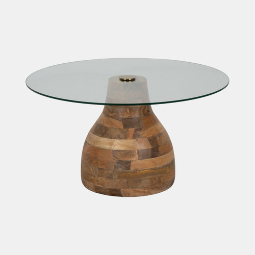 Sagebrook Home 34" Striped Wood Coffee Table With Glass Top Natu Wishlist Create New