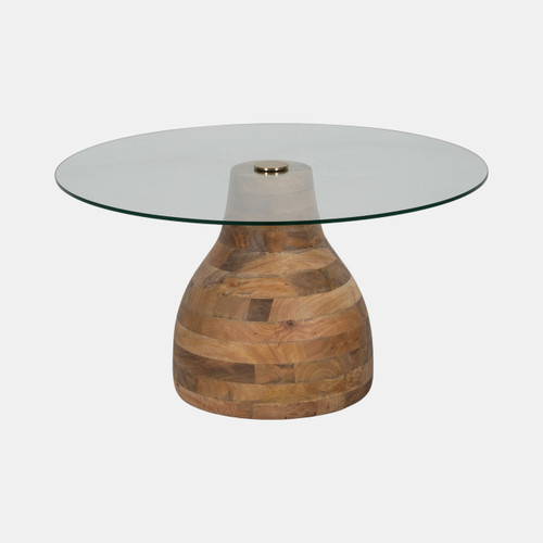 Sagebrook Home 34" Striped Wood Coffee Table With Glass Top Natu Wishlist Create New