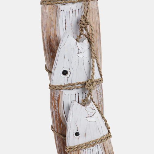 Sagebrook Home 35" Wood 3 Fish On A Rope Wht/nat Wishlist Create New