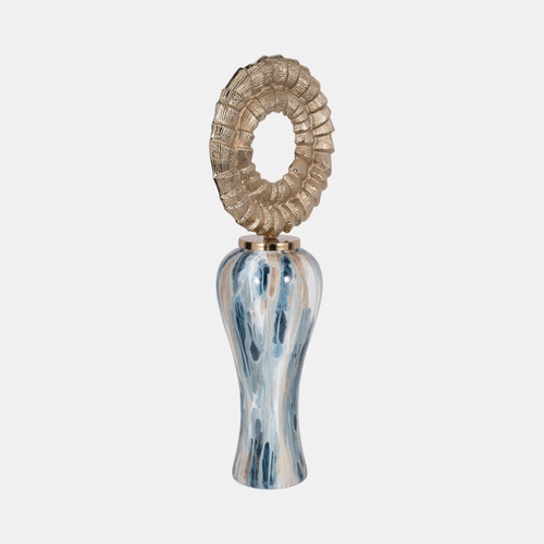 Sagebrook Home 36" Blue Geo Swirl Jar W/open Metal Ring Top Multi Wishlist Create New