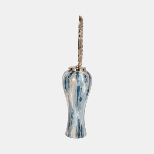 Sagebrook Home 36" Blue Geo Swirl Jar W/open Metal Ring Top Multi Wishlist Create New