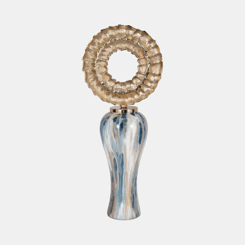 Sagebrook Home 36" Blue Geo Swirl Jar W/open Metal Ring Top Multi Wishlist Create New