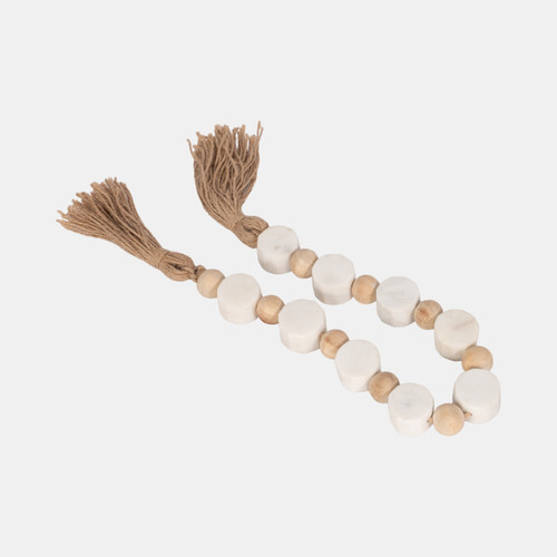 Sagebrook Home 36" Marble And Wood Beads Garland White/natural Wishlist Create New