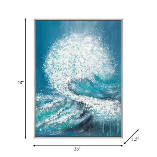 Sagebrook Home 36x48 Handpainted Waves Canvas Aqua Wishlist Create New