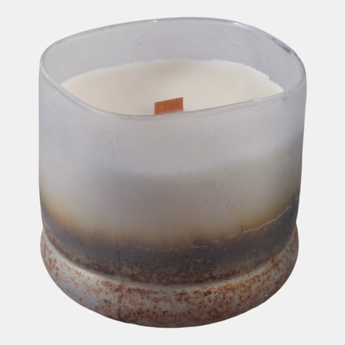 Sagebrook Home 4" 12 Oz Lakeside Rain Frosted Glass Candle Blue Wishlist Create New