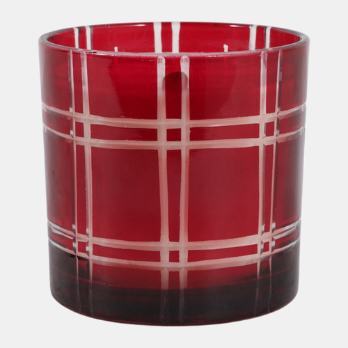 Sagebrook Home 4" 12 Oz Warm Vanilla Plaid Glass Candle Red Wishlist Create New