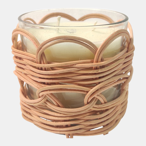 Sagebrook Home 4" 18 Oz Jasmine Boho Woven Candle Natural Wishlist Create New