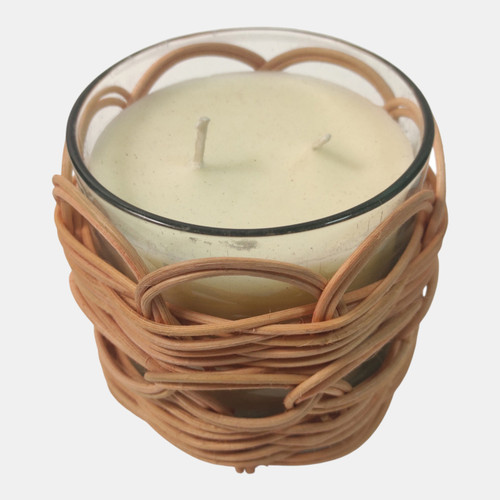 Sagebrook Home 4" 18 Oz Jasmine Boho Woven Candle Natural Wishlist Create New