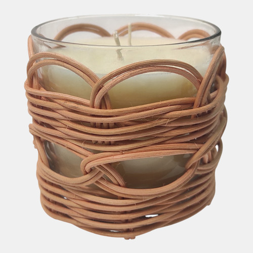 sagebrook home 4" 18 Oz Jasmine Boho Woven Candle Natural Wishlist Create New