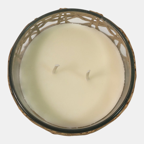Sagebrook Home 4" 18 Oz Jasmine Rattan On Glass Candle Natural Wishlist Create New