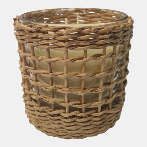Sagebrook Home 4" 18 Oz Jasmine Woven Rattan Candle Natural Wishlist Create New