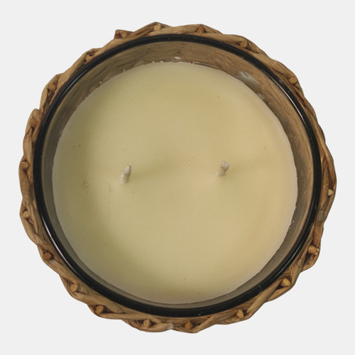 Sagebrook Home 4" 18 Oz Jasmine Woven Rattan Candle Natural Wishlist Create New