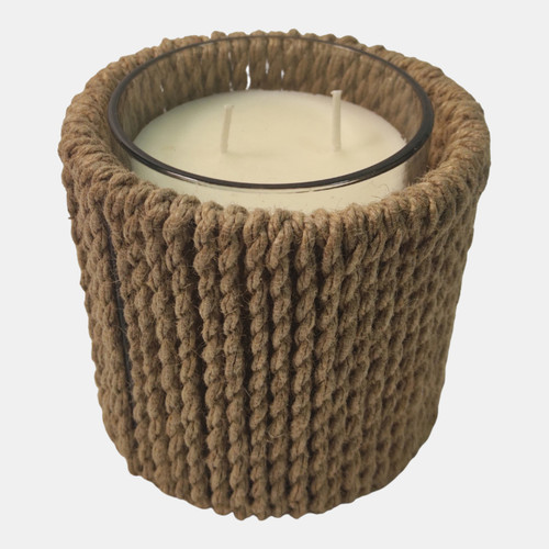 Sagebrook Home 4" 18 Oz Jasmine Woven Rope Candle Natural Wishlist Create New