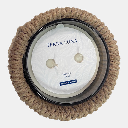 Sagebrook Home 4" 18 Oz Jasmine Woven Rope Candle Natural Wishlist Create New