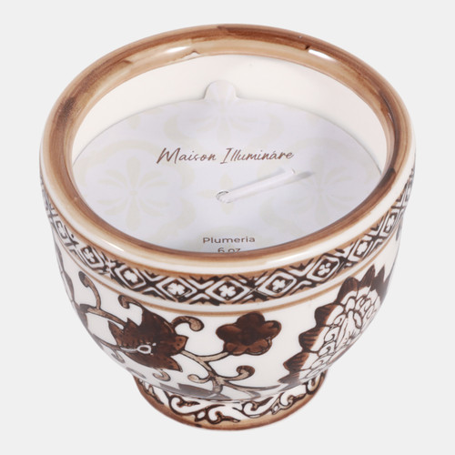 Sagebrook Home 4" 6oz Bowl Chinoiserie Candle Brown/white Wishlist Create New