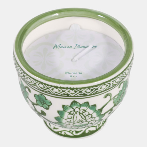 Sagebrook Home 4" 6oz Bowl Chinoiserie Candle Green/white Wishlist Create New