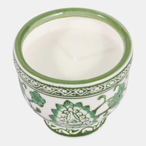 Sagebrook Home 4" 6oz Bowl Chinoiserie Candle Green/white Wishlist Create New