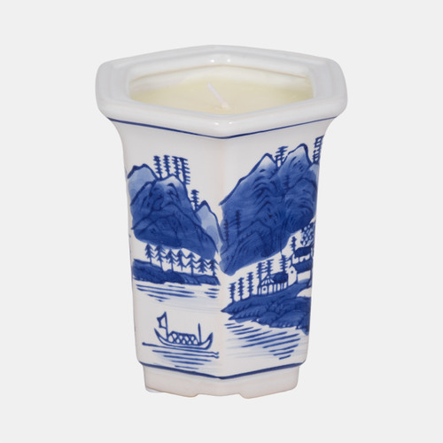 Sagebrook Home 4" 6oz Chinoiserie Candle Blue/white Wishlist Create New