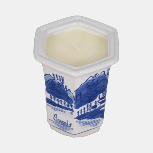 Sagebrook Home 4" 6oz Chinoiserie Candle Blue/white Wishlist Create New
