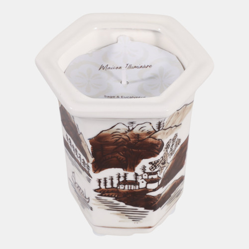 Sagebrook Home 4" 6oz Chinoiserie Candle Brown/white Wishlist Create New