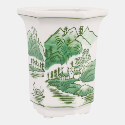 Sagebrook Home 4" 6oz Chinoiserie Candle Green/white Wishlist Create New