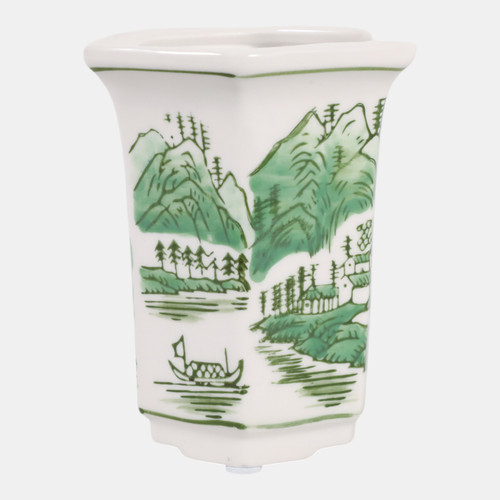 Sagebrook Home 4" 6oz Chinoiserie Candle Green/white Wishlist Create New