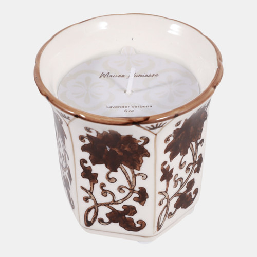 Sagebrook Home 4" 6oz Fluted Chinoiserie Candle Brown/white Wishlist Create New