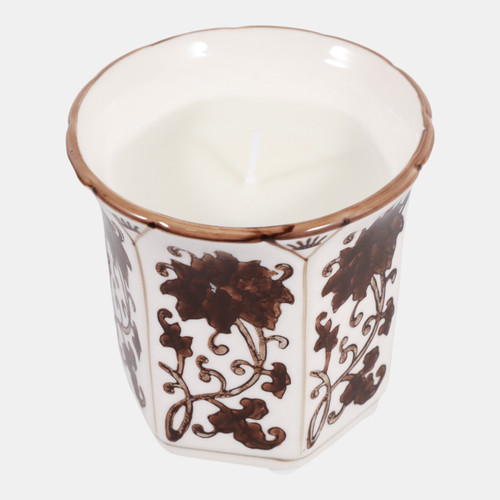 Sagebrook Home 4" 6oz Fluted Chinoiserie Candle Brown/white Wishlist Create New