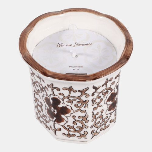 Sagebrook Home 4" 6oz Fluted Chinoiserie Candle Brown/white Wishlist Create New